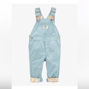 Light Blue Kids Overalls with Floral Accents